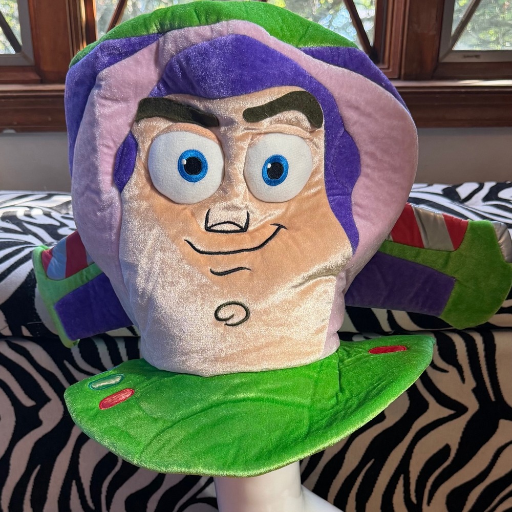 Disney Parks Buzz Lightyear Toy Story Plush Costume Hat Green Purple Small